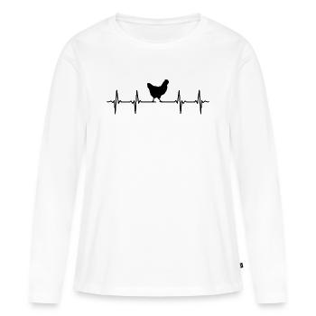 poule battement de coeur poules - T-shirt manches longues Premium bio Femme - blanc - Devant - Julia (174cm)