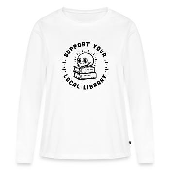 Unterstützen Sie Ihre lokale Bibliothek - Frauen Premium Bio Langarmshirt - Weiß - Vorne - Julia (174cm)