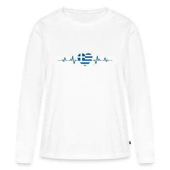 Grèce Hellas - T-shirt manches longues Premium bio Femme - blanc - Devant - Julia (174cm)
