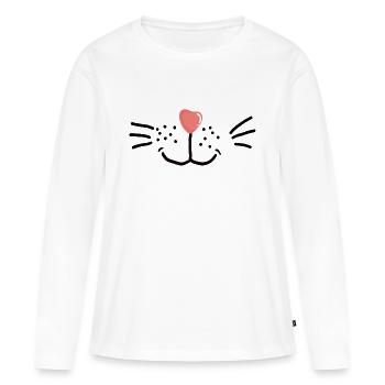 Masque facial masque de chat - T-shirt manches longues Premium bio Femme - blanc - Devant - Julia (174cm)
