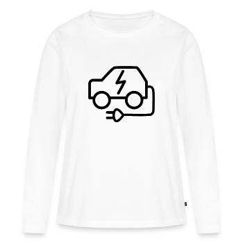 Voiture électrique et câble de recharge - T-shirt manches longues Premium bio Femme - blanc - Devant - Julia (174cm)