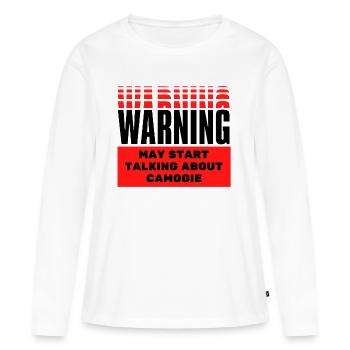 Warning may start talking about camogie. - Women's Premium Organic Long Sleeve Shirt - white - Front - Julia (174cm)