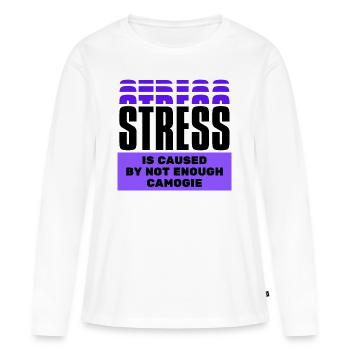 Stress is caused by not enough camogie - Women's Premium Organic Long Sleeve Shirt - white - Front - Julia (174cm)