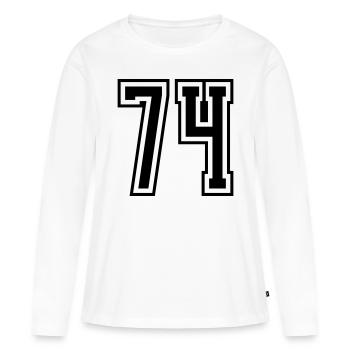 74 digit number - Women's Premium Organic Long Sleeve Shirt - white - Front - Julia (174cm)