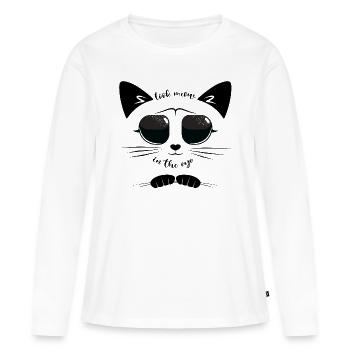 Look me in the eyes - Cat Noir Sarcastic humor - Women's Premium Organic Long Sleeve Shirt - white - Front - Julia (174cm)
