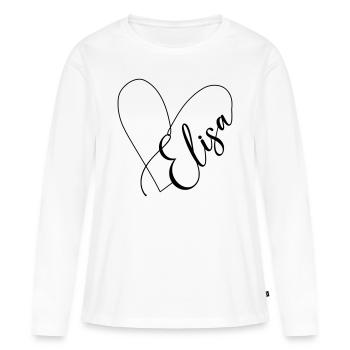 Elisa Nom Ligne de Coeur - T-shirt manches longues Premium bio Femme - blanc - Devant - Julia (174cm)