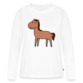 Cheval Comic Animal - T-shirt manches longues Premium bio Femme - blanc - Devant - Julia (174cm)