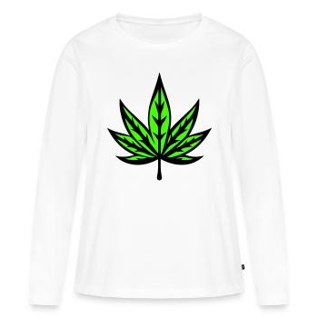 Feuille de chanvre Chanvre Symbole Cannabis Cannabis - T-shirt manches longues Premium bio Femme - blanc - Devant - Julia (174cm)