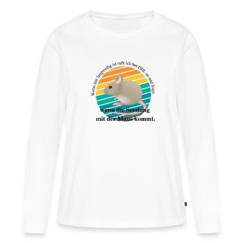 Wenn mir langweilig ist rufe ich bei DHL an und... - Frauen Premium Bio Langarmshirt - Weiß - Vorne - Julia (174cm)