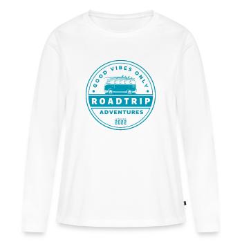 Road Trip Vibes Vanlife Seal - T-shirt manches longues Premium bio Femme - blanc - Devant - Julia (174cm)