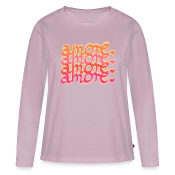 Cupidon Amour Amour - T-shirt manches longues Premium bio Femme - rose poudré - Devant - Julia (174cm)