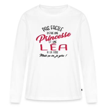 Princesse et Léa - T-shirt manches longues Premium bio Femme - blanc - Devant - Julia (174cm)