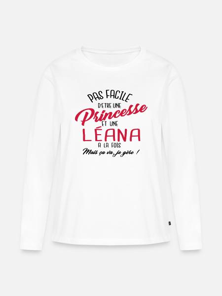Princesse et Léana - T-shirt manches longues Premium bio Femme - blanc