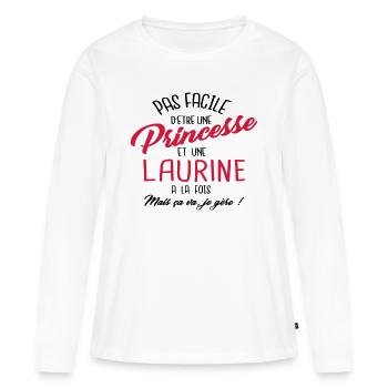 Princesse et Laurine - T-shirt manches longues Premium bio Femme - blanc - Devant - Julia (174cm)