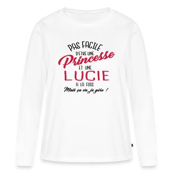 Princesse et Lucie - T-shirt manches longues Premium bio Femme - blanc - Devant - Julia (174cm)