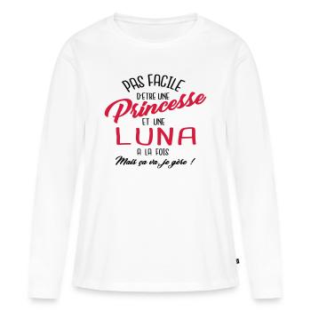 Princesse et Luna - T-shirt manches longues Premium bio Femme - blanc - Devant - Julia (174cm)