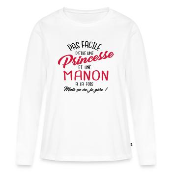 Princesse et Manon - T-shirt manches longues Premium bio Femme - blanc - Devant - Julia (174cm)