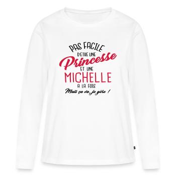 Princesse et Michelle - T-shirt manches longues Premium bio Femme - blanc - Devant - Julia (174cm)