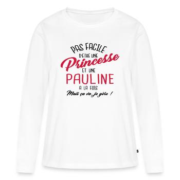 Princesse et Pauline - T-shirt manches longues Premium bio Femme - blanc - Devant - Julia (174cm)