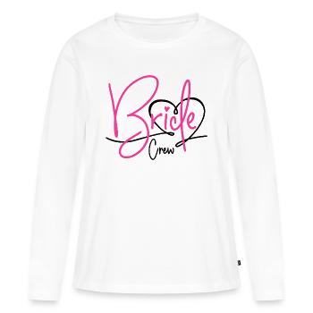 BRIDE CREW TEAM BRAUT JGA JUNGGESELLINNENABSCHIED - Frauen Premium Bio Langarmshirt - Weiß - Vorne - Julia (174cm)