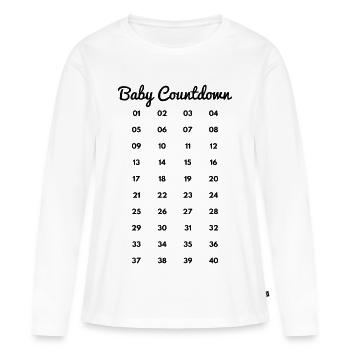 Semaines de grossesse - T-shirt manches longues Premium bio Femme - blanc - Devant - Julia (174cm)