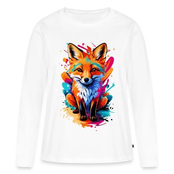 Bébé renard - renard roux mignon - renard coloré - T-shirt manches longues Premium bio Femme - blanc - Devant - Julia (174cm)
