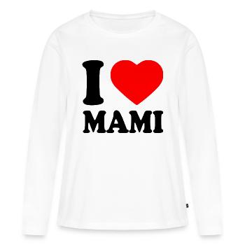 I love mami - T-shirt manches longues Premium bio Femme - blanc - Devant - Julia (174cm)
