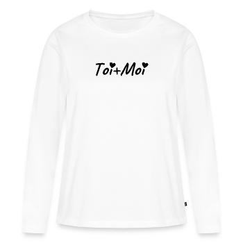 toi+moi. t shirt couple amour amoureux romantique - T-shirt manches longues Premium bio Femme - blanc - Devant - Julia (174cm)