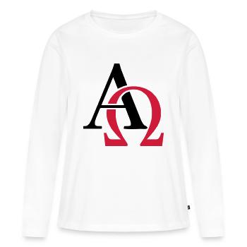 Alpha & Omega - Frauen Premium Bio Langarmshirt - Weiß - Vorne - Julia (174cm)
