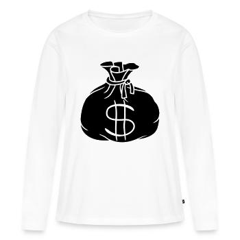 noir riche cool dollar symbole inscrivez vous - T-shirt manches longues Premium bio Femme - blanc - Devant - Julia (174cm)