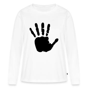 Main - T-shirt manches longues Premium bio Femme - blanc - Devant - Julia (174cm)