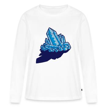 Pierre gemme en cristal d'ombre - T-shirt manches longues Premium bio Femme - blanc - Devant - Julia (174cm)