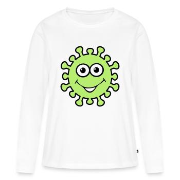 Virus heureux - T-shirt manches longues Premium bio Femme - blanc - Devant - Julia (174cm)
