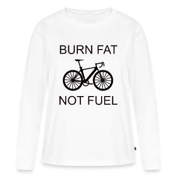 Faire du vélo | Durabilité - T-shirt manches longues Premium bio Femme - blanc - Devant - Julia (174cm)