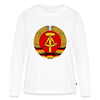 Emblème de la RDA - T-shirt manches longues Premium bio Femme - blanc - Devant - Julia (174cm)