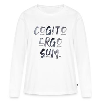 Ich denke also bin ich latein Sprache Schrift - Frauen Premium Bio Langarmshirt - Weiß - Vorne - Julia (174cm)