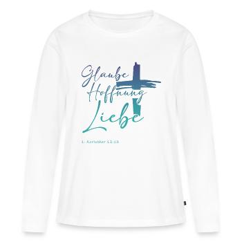 Glaube Hoffnung und Liebe - Farbig Nr. 2 - Frauen Premium Bio Langarmshirt - Weiß - Vorne - Julia (174cm)