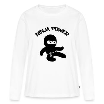 Puissance Ninja - T-shirt manches longues Premium bio Femme - blanc - Devant - Julia (174cm)