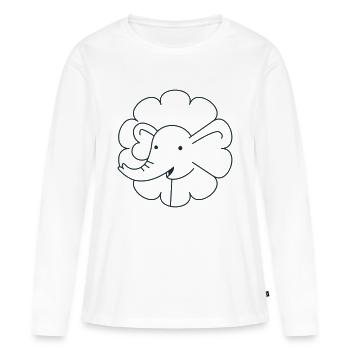 Joli éléphant floral - T-shirt manches longues Premium bio Femme - blanc - Devant - Julia (174cm)