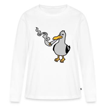 Stoner Seagull Fumant du chanvre - T-shirt manches longues Premium bio Femme - blanc - Devant - Julia (174cm)