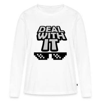 Traitez-le lettrage - T-shirt manches longues Premium bio Femme - blanc - Devant - Julia (174cm)
