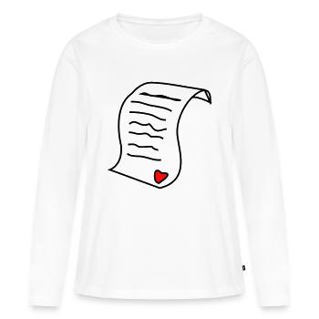 Bonne Saint-Valentin Lettre d’amour / Lettre d’amour #LOVE - T-shirt manches longues Premium bio Femme - blanc - Devant - Julia (174cm)