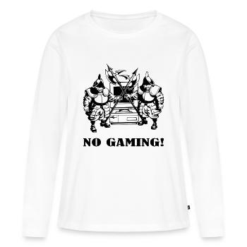 Wache no gaming! - Frauen Premium Bio Langarmshirt - Weiß - Vorne - Julia (174cm)