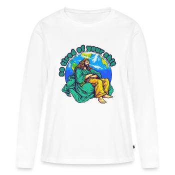 Jésus fatigué - T-shirt manches longues Premium bio Femme - blanc - Devant - Julia (174cm)