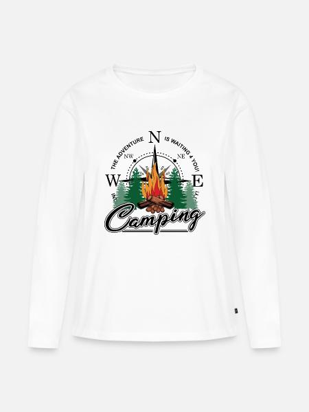 Camping für Camper mit Wohnmobil oder Wohnwagen - Premium økologisk langærmet T-shirt til kvinder - hvid