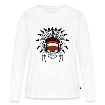 Le Squelette chaman - T-shirt manches longues Premium bio Femme - blanc - Devant - Julia (174cm)
