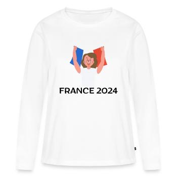 Ich liebe Frankreich 2024, Urlaub in Frankreich 2024 - Frauen Premium Bio Langarmshirt - Weiß - Vorne - Julia (174cm)