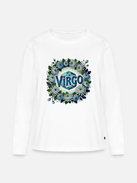 Jungfrau - Frauen Premium Bio Langarmshirt - Weiß