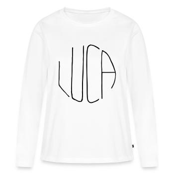 Luca - T-shirt manches longues Premium bio Femme - blanc - Devant - Julia (174cm)