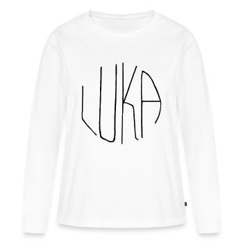 Luka - Women's Premium Organic Long Sleeve Shirt - white - Front - Julia (174cm)
